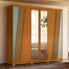 Guarda Roupa Ripado Com Espelho Farol Cinamomo Sálvia