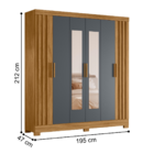 Guarda Roupa Ripado Com Espelho Manila Feijó Cinza