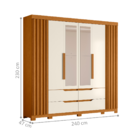 Guarda Roupa Ripado E Cômoda  Campo Cinamomo Off White