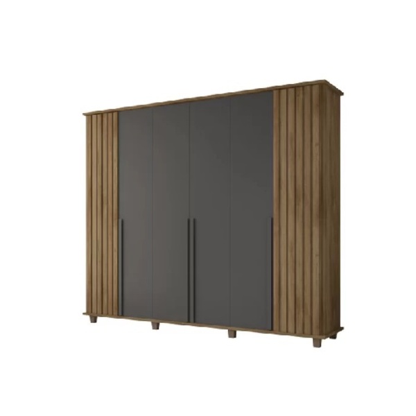 Guarda Roupa Ripado França 6 Portas Cinamomo/grafite – Rv Móv