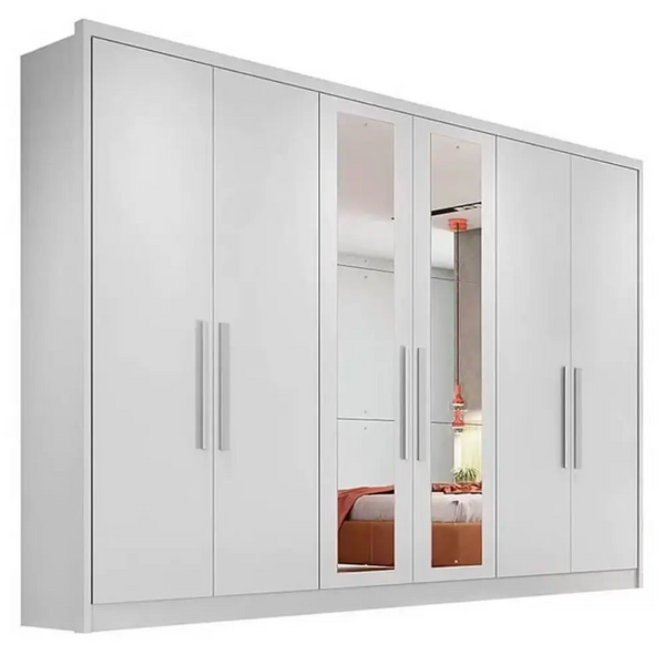 Guarda Roupa Robust Casal Com Espelho 6 Portas 8 Gavetas Novo