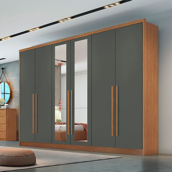 Guarda Roupa Roma 6 Portas 6 Gavetas Com Espelho Clic Móveis