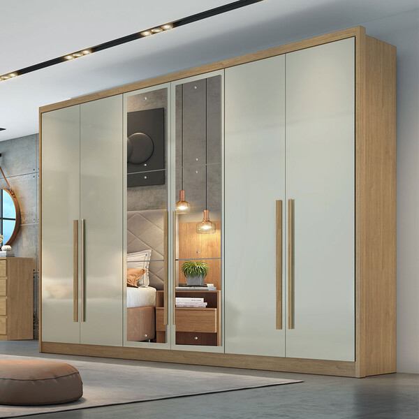 Guarda Roupa Roma 6 Portas 6 Gavetas Com Espelho Clic Móveis