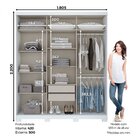 Guarda-roupa Roupeiro 3 Portas Deslizantes 2 Gavetas Tijucas