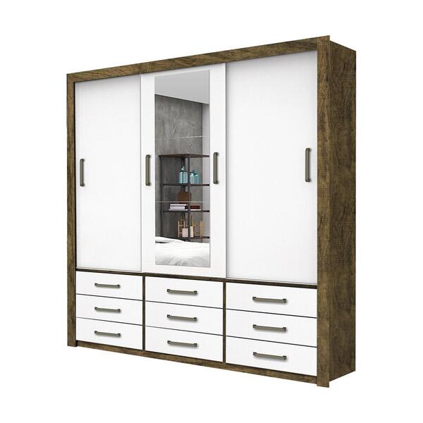 Guarda Roupa Roupeiro Anjos 3 Portas De Correr Com Espelho Ce