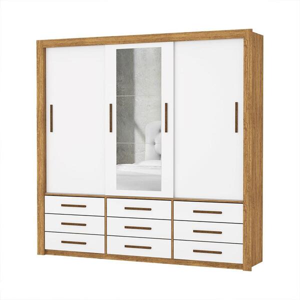 Guarda Roupa Roupeiro Anjos 3 Portas De Correr Com Espelho Ce