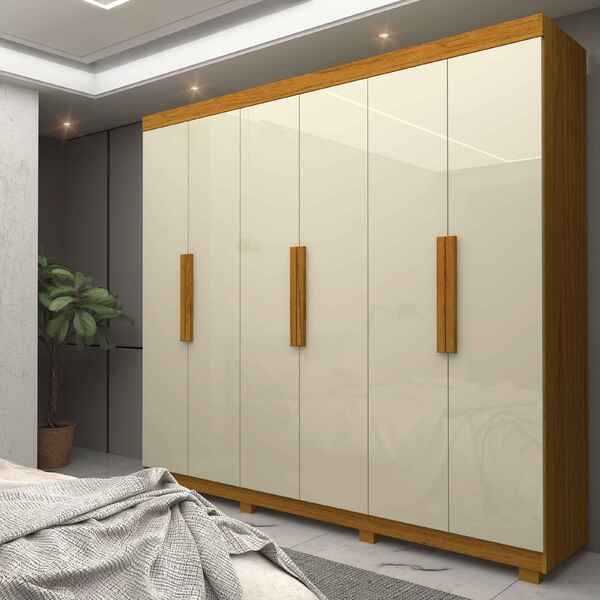 Guarda Roupa Roupeiro Casal 6 Portas 2 Gavetas Império Natura