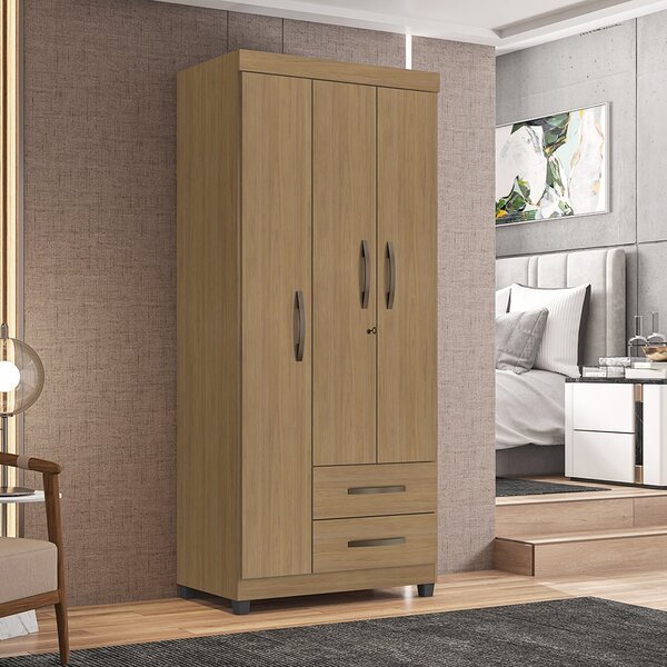 Guarda Roupa Roupeiro De Solteiro Lion Com Chave 3 Portas 2 G