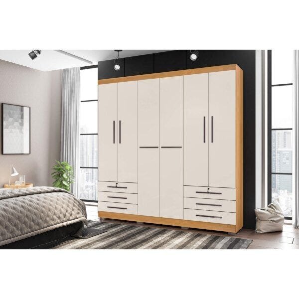 Guarda-roupa Roupeiro Londres 6 Portas Cedro/champanhe