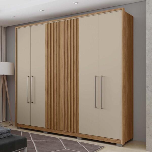 Guarda Roupa Roupeiro Quarto Casal 6 Portas 4 Gavetas 9 Prate