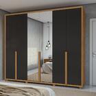 Guarda Roupa Roupeiro Quarto Casal Lopas 6 Portas Espelho Pés