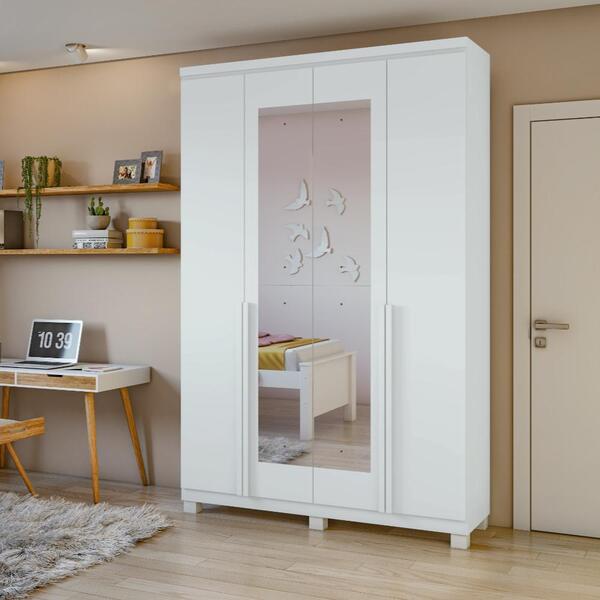 Guarda Roupa Roupeiro Quarto Solteiro Casal Lopas 4 Portas Al