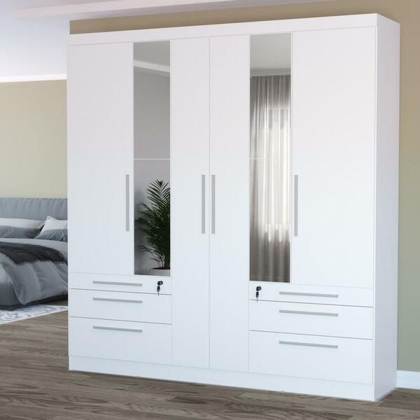 Guarda Roupa Roupeiro Quarto Solteiro Casal Novara 6 Portas 6