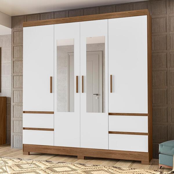 Guarda Roupa Roupeiro Roma Quarto Moval Casal Com Espelho 4 P