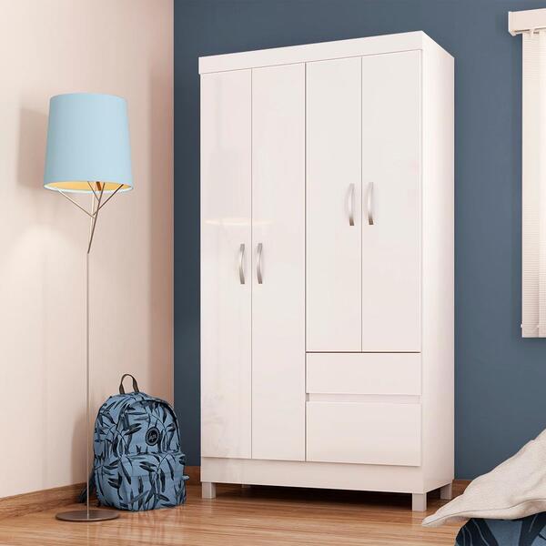 Guarda Roupa Roupeiro Solteiro 42060 04 Portas 02 Gavetas Lót