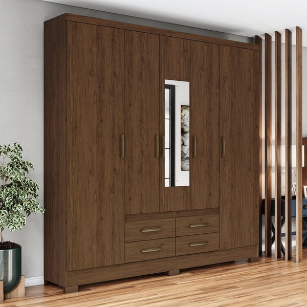Guarda-roupa Roupeiro Tivoli 6 Portas 4 Gavetas Espresso Móve