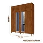 Guarda Roupa Rústico Em Madeira Maciça Com Espelho Castanho B