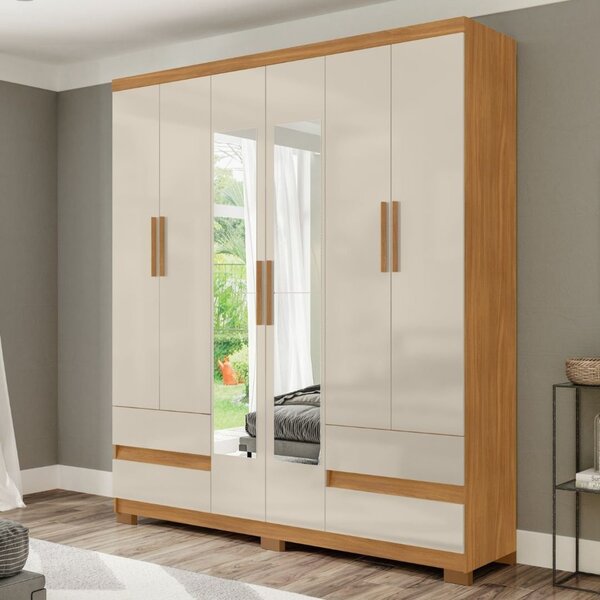 Guarda Roupa San Diego 6 Portas E 4 Gavetas Com Espelhos Frei