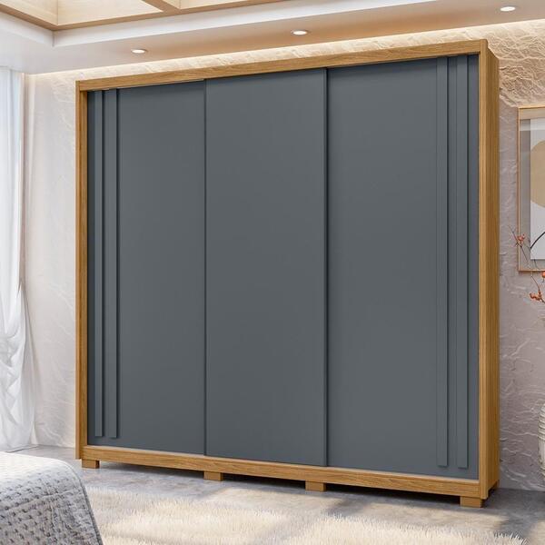 Guarda Roupa San Marino 3 Portas 2 Gavetas Freijo Cinza