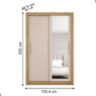 Guarda Roupa Santa 2 Portas Com Espelho Mel Off White Cacao