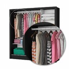 Guarda-roupa Santiago 3 Portas 3 Gavetas Com Espelho Preto -