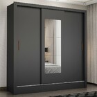 Guarda-roupa Santiago 3 Portas 3 Gavetas Com Espelho Preto -