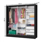 Guarda-roupa Santiago 3 Portas 3 Gavetas Com Espelho Preto/ci