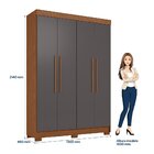 Guarda Roupa Sarandi 4 Portas 2 Gavetas Jatobá/grafite