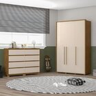 Guarda-roupa Sevilha 3 Portas Cômoda 8 Gavetas Freijó/off Whi