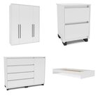 Guarda-roupa Sevilha 4 Portas Cômoda 4 Gavetas 1 Porta Mesa D