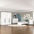 Guarda-roupa Sevilha 4 Portas Cômoda 8 Gavetas Mesa De Cabece