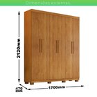 Guarda-roupa Sevilha 6 Portas 2 Gavetas Cinamomo