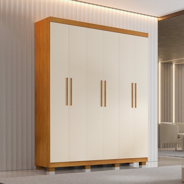 Guarda-roupa Sevilha 6 Portas 4 Gavetas Cinamomo/off-white