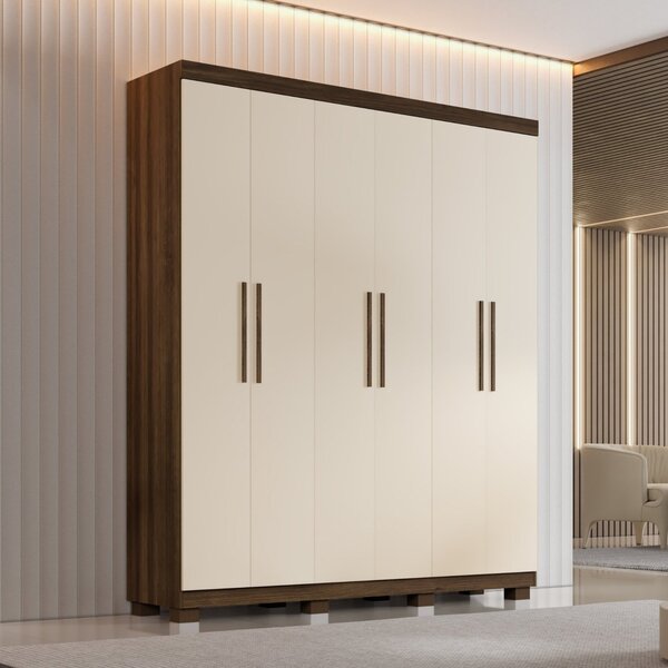Guarda-roupa Sevilha 6 Portas 4 Gavetas Imbuia/off White