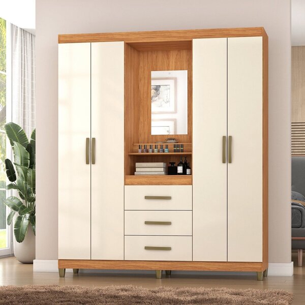 Guarda-roupa Sintra 4 Portas 3 Gavetas Com Capelinha E Porta-