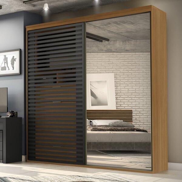 Guarda-roupa Sol 2 Portas Ripada Com Espelho Autes Freijó