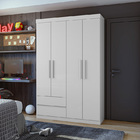 Guarda Roupa Solteiro 04 Portas 02 Gavetas Zeus Lopas - Branco