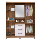 Guarda-roupa Solteiro 04 Portas 03 Gavetas E Espelho Lyon Mel