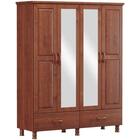 Guarda Roupa Solteiro 04 Pt Com Espelhos Madeira Maciça 1177t