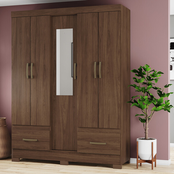 Guarda Roupa Solteiro 05 Portas 02 Gavetas B60 Briz