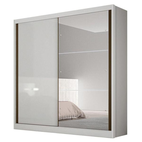 Guarda-roupa Solteiro 100% Mdf 2 Portas Com Espelho 3 Gavetas
