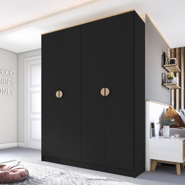 Guarda-roupa Solteiro 100% Mdf Bp 4 Portas 2 Gavetas Asti Pre