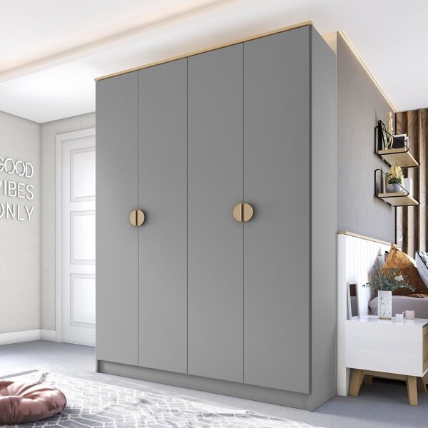 Guarda-roupa Solteiro 100% Mdf Bp 4 Portas 2 Gavetas Asti Urbi