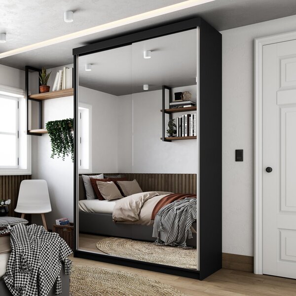 Guarda-roupa Solteiro 100% Mdf Bp Com 2 Portas De Espelho Pre