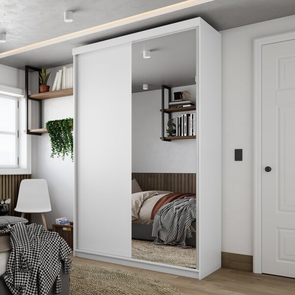 Guarda-roupa Solteiro 100% Mdf Bp Com 2 Portas E 1 Espelho Ge