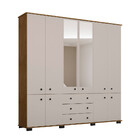 Guarda Roupa Solteiro 10 Portas 3 Gavetas Com Pés E Espelho B