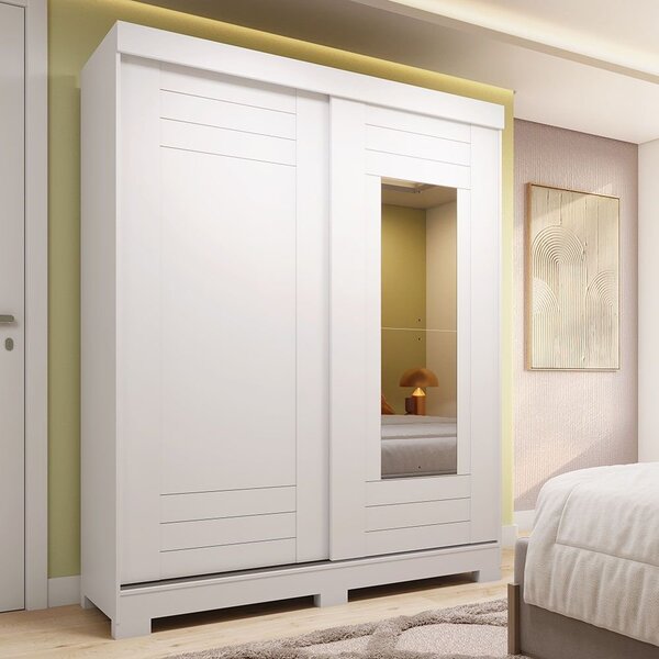 Guarda Roupa Solteiro 140cm 2 Portas De Correr Com Espelho 10