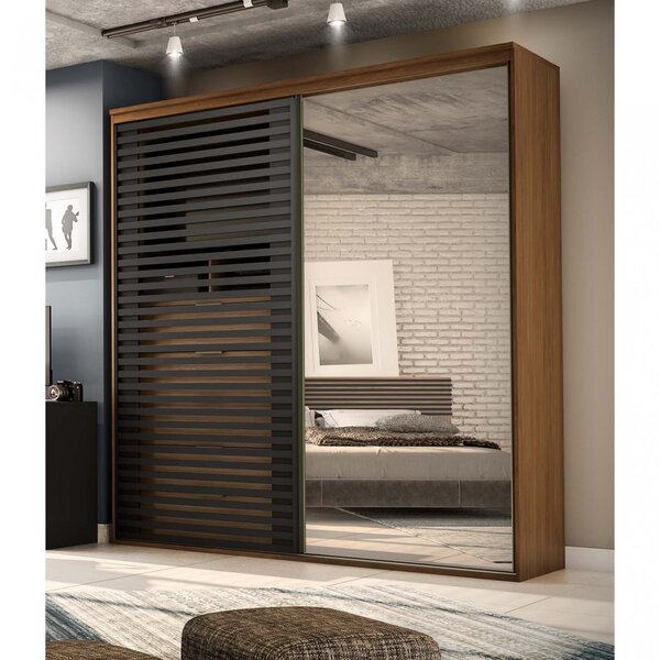 Guarda-roupa Solteiro 207cm 2 Portas 5 Gavetas Com Espelho Au