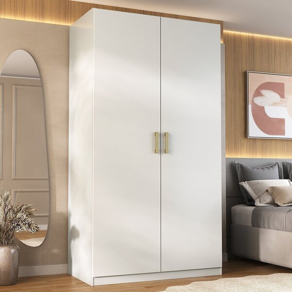 Guarda-roupa Solteiro 2 Portas 100% Mdf Marsala Branco