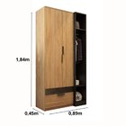 Guarda Roupa Solteiro 2 Portas 1 Gaveta Capri  Amêndoa/preto